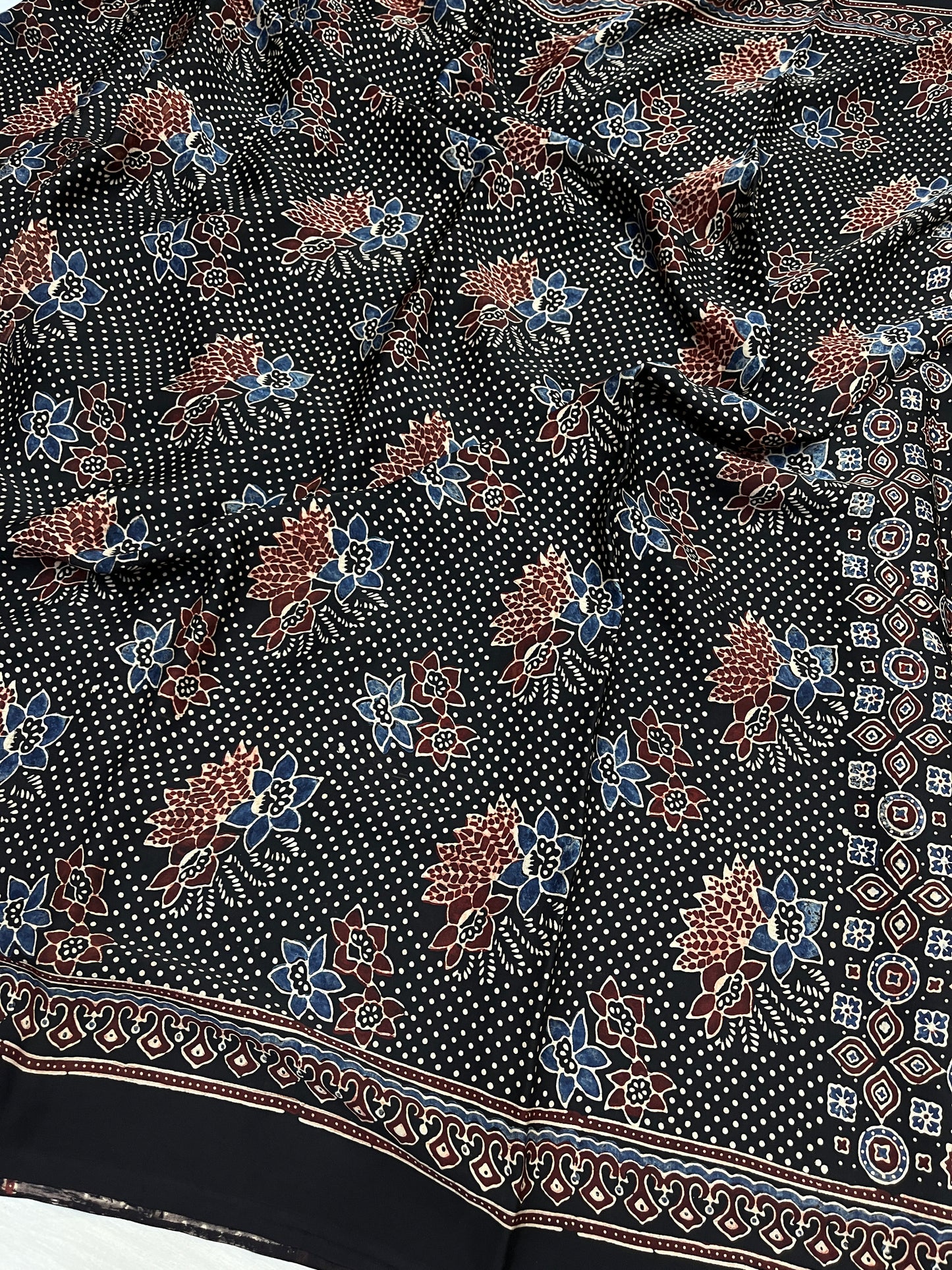 Noorjaal Ajrakh Print Modal Silk Saree