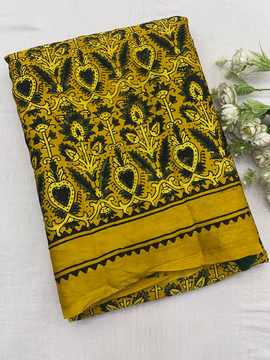 Haldi Baag Ajrakh Print Modal Silk Saree