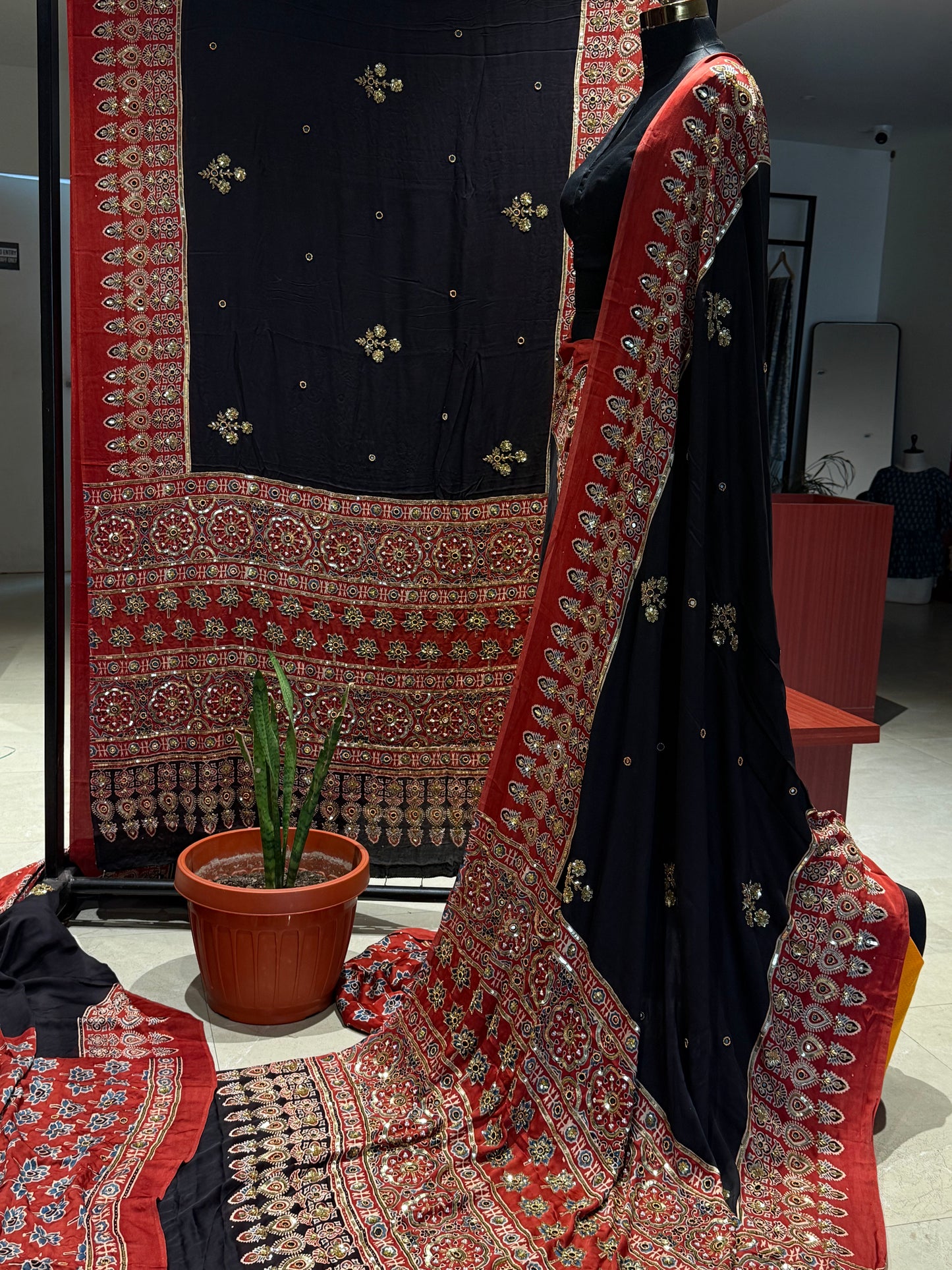 Rukmini Ajrakh Handwork Saree (Dispatch Start: 15th October, 2026)