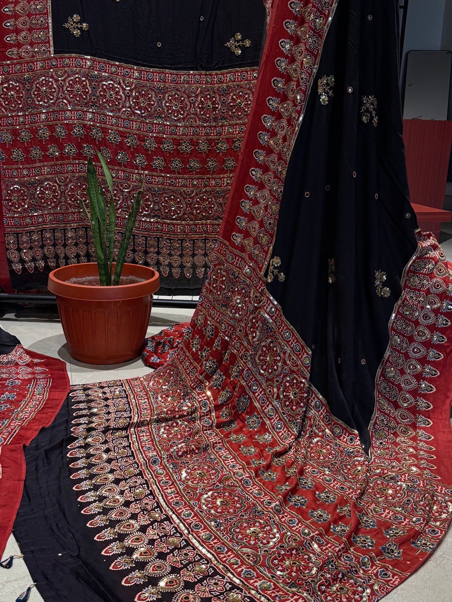 Rukmini Ajrakh Handwork Saree (Dispatch Start: 15th October, 2026)