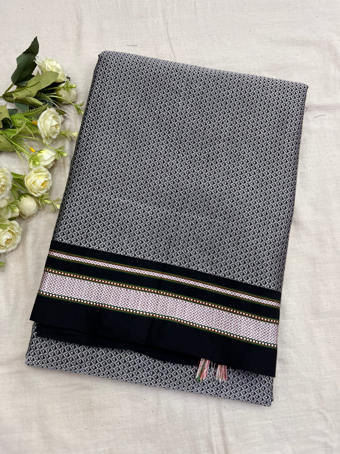 Grey Black Khun Saree