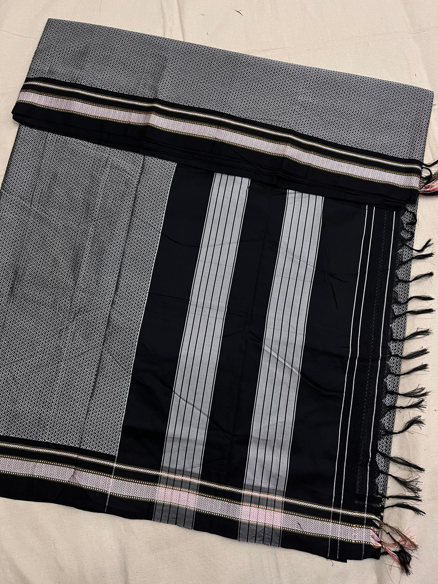 Grey Black Khun Saree