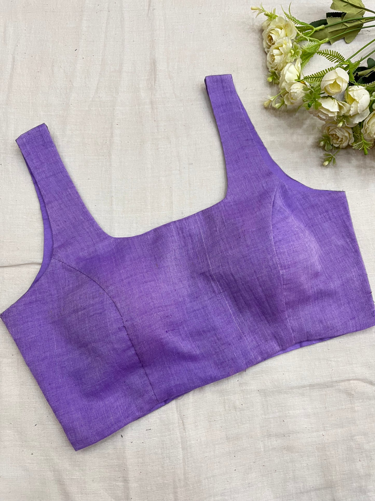 Lavender Mulmul Cotton Basic Strap Sleeveless Blouse