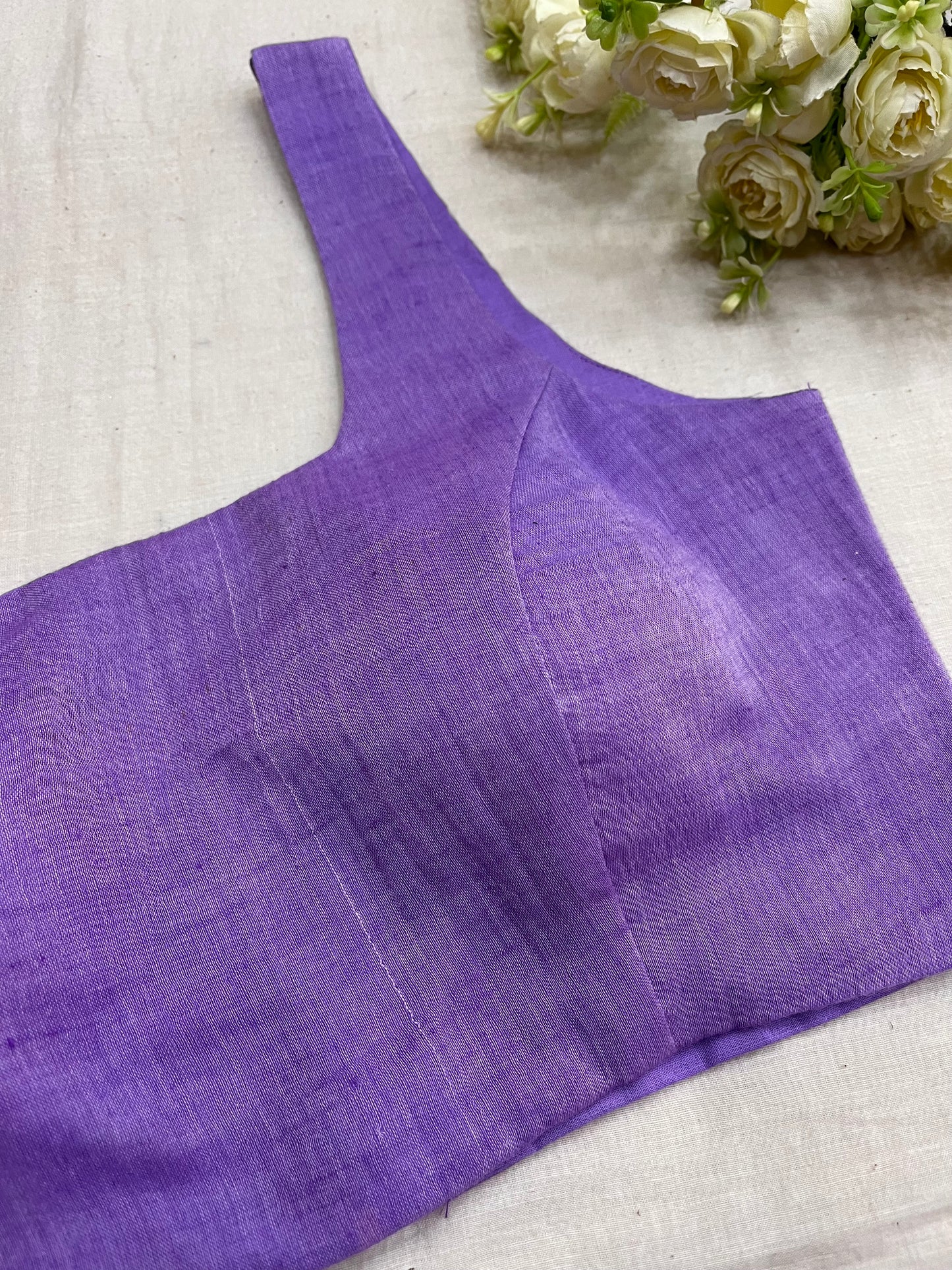 Lavender Mulmul Cotton Basic Strap Sleeveless Blouse