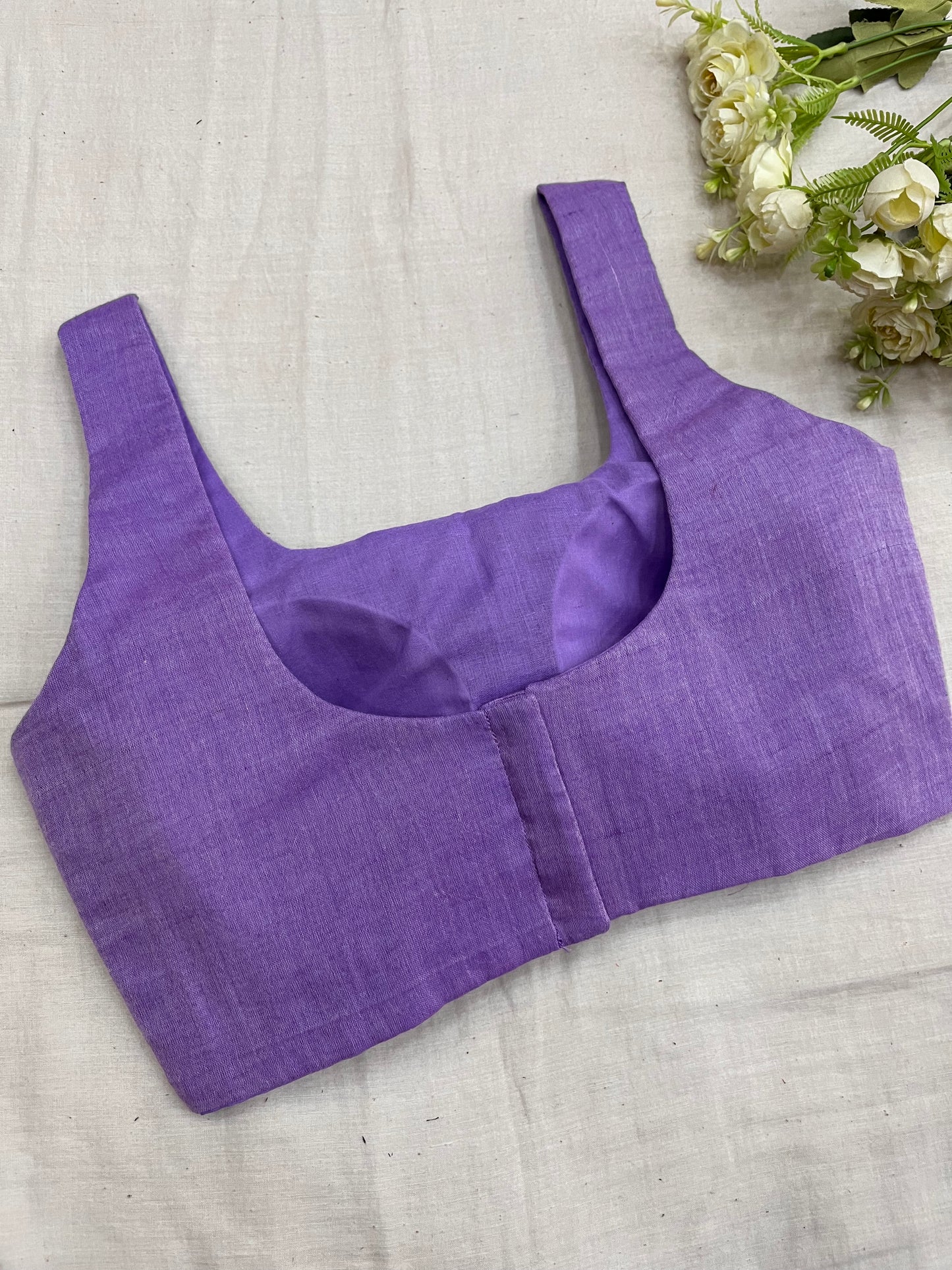 Lavender Mulmul Cotton Basic Strap Sleeveless Blouse