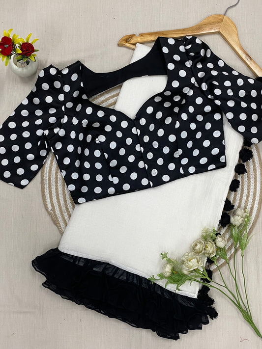 Retro Polka Dot Mulmul Saree Blouse Combo Set (Pre Order - Dispatch Starts 10th June 2026)