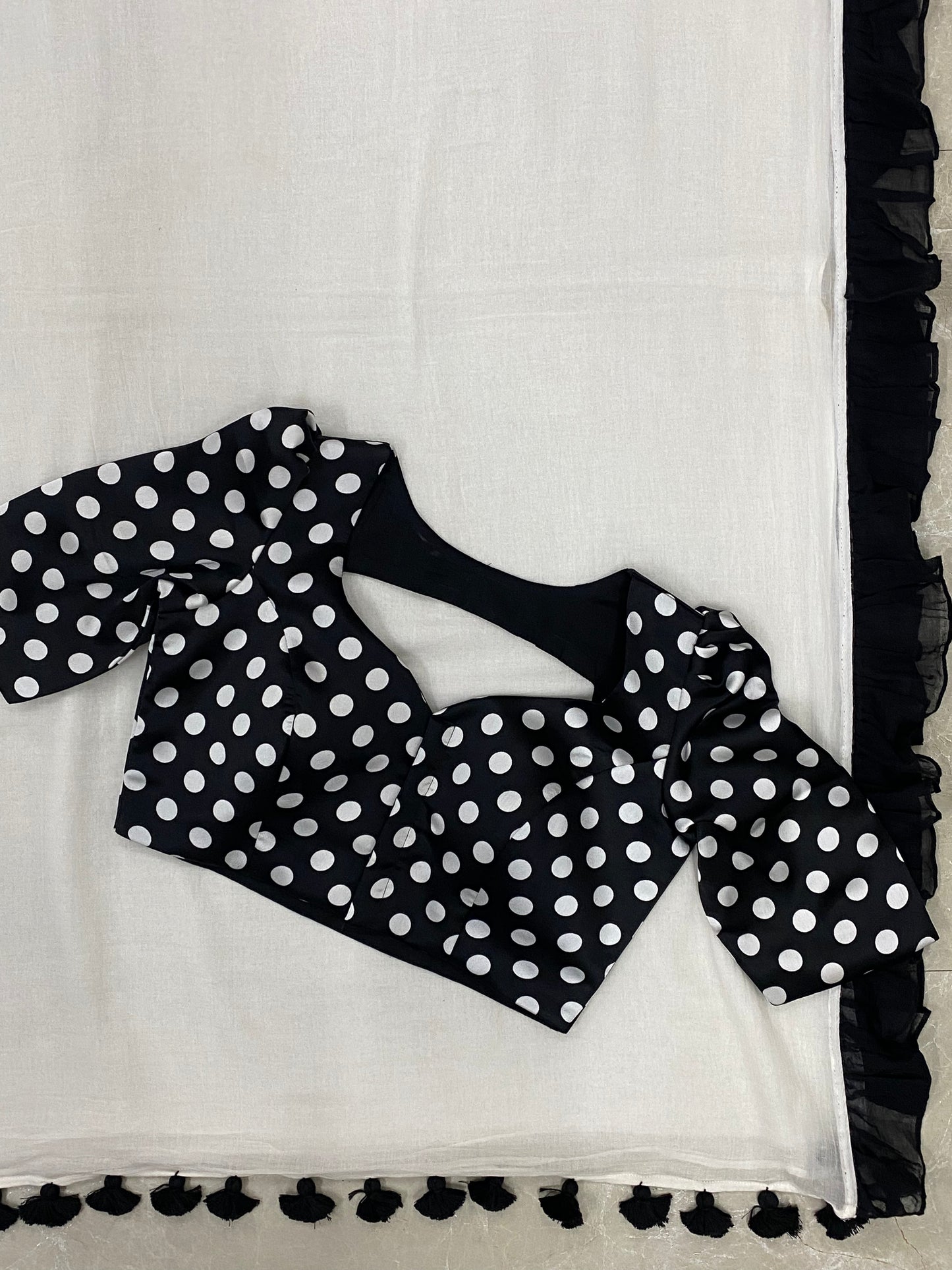 Retro Polka Dot Mulmul Saree Blouse Combo Set (Pre Order - Dispatch Starts 10th June 2026)