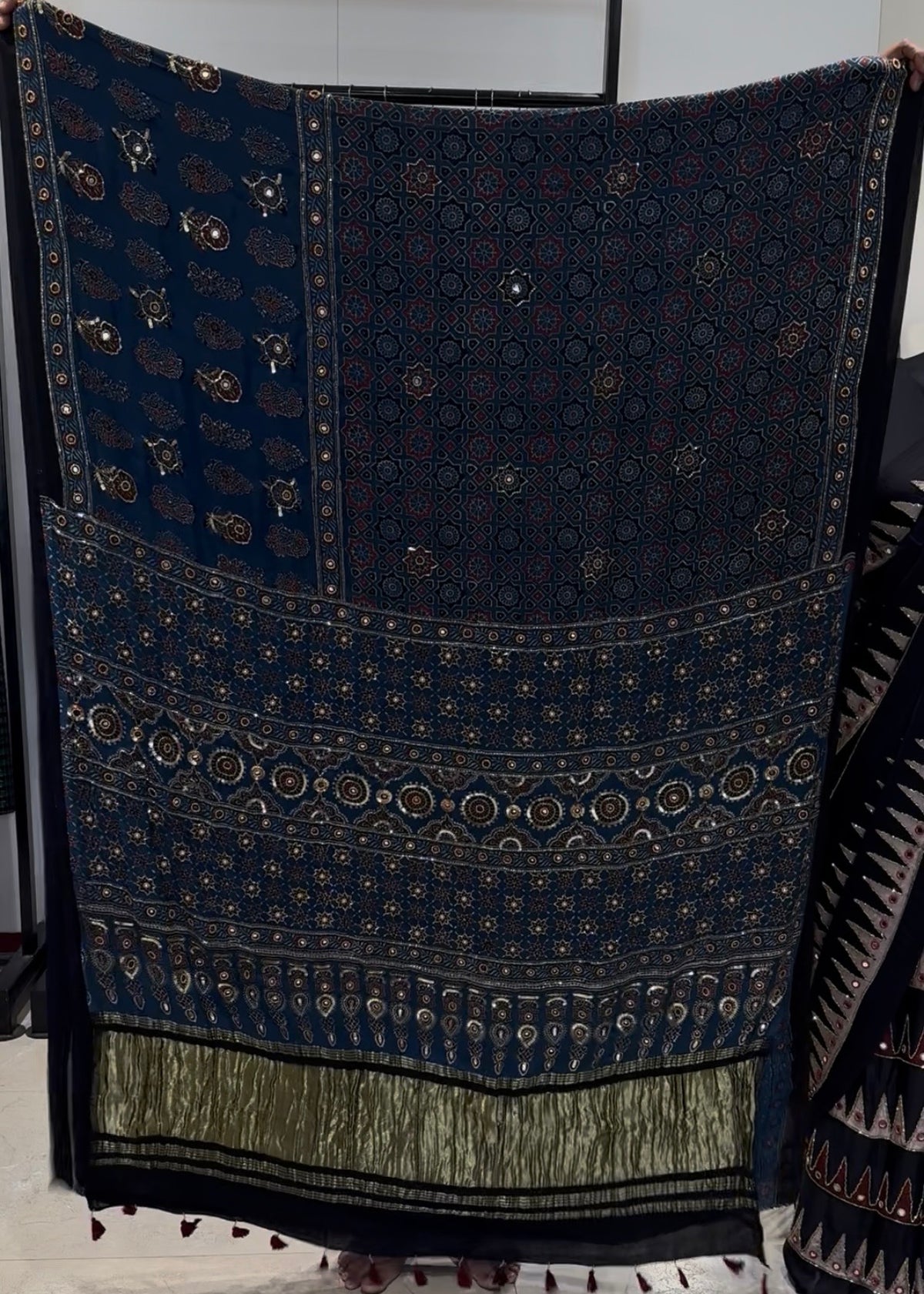 Alia Blue Ajrakh Handwork Saree
