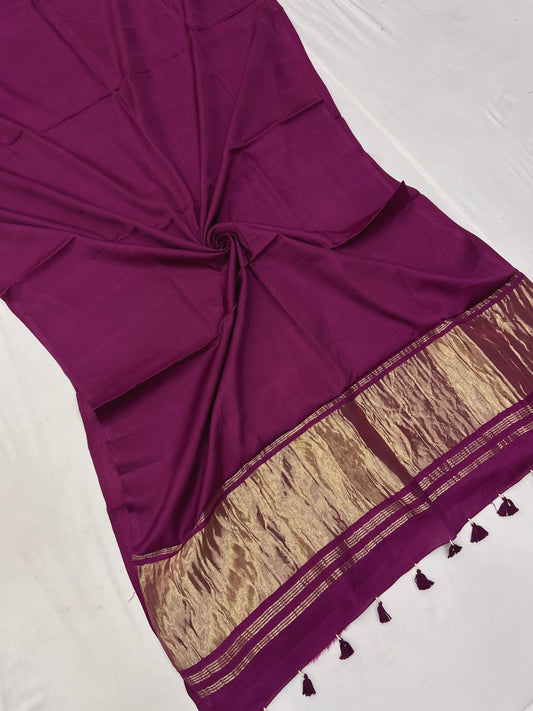 Magenta Modal Silk Lagdi Pallu Saree