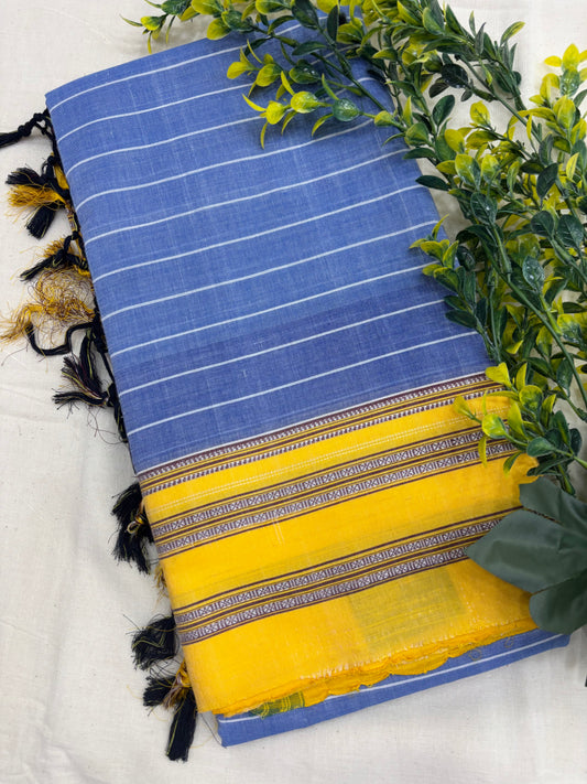 Denim Yellow Handloom Ilkal Saree