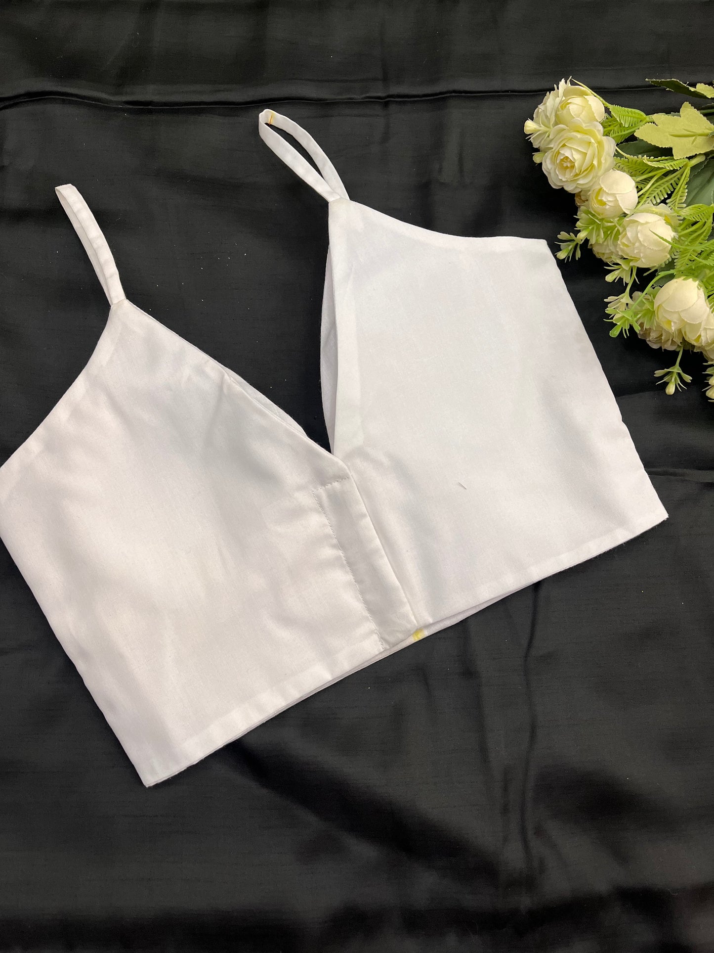 White Bralette Crop-Top Blouse