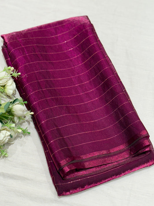 Wine Fendy Stripe Saree