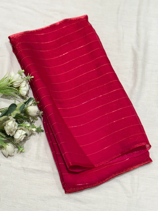 Hot Pink Fendy Stripe Saree