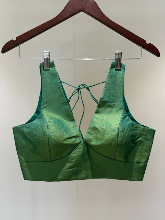 Pista Cross Belt Raw Silk Sleeveless Blouse