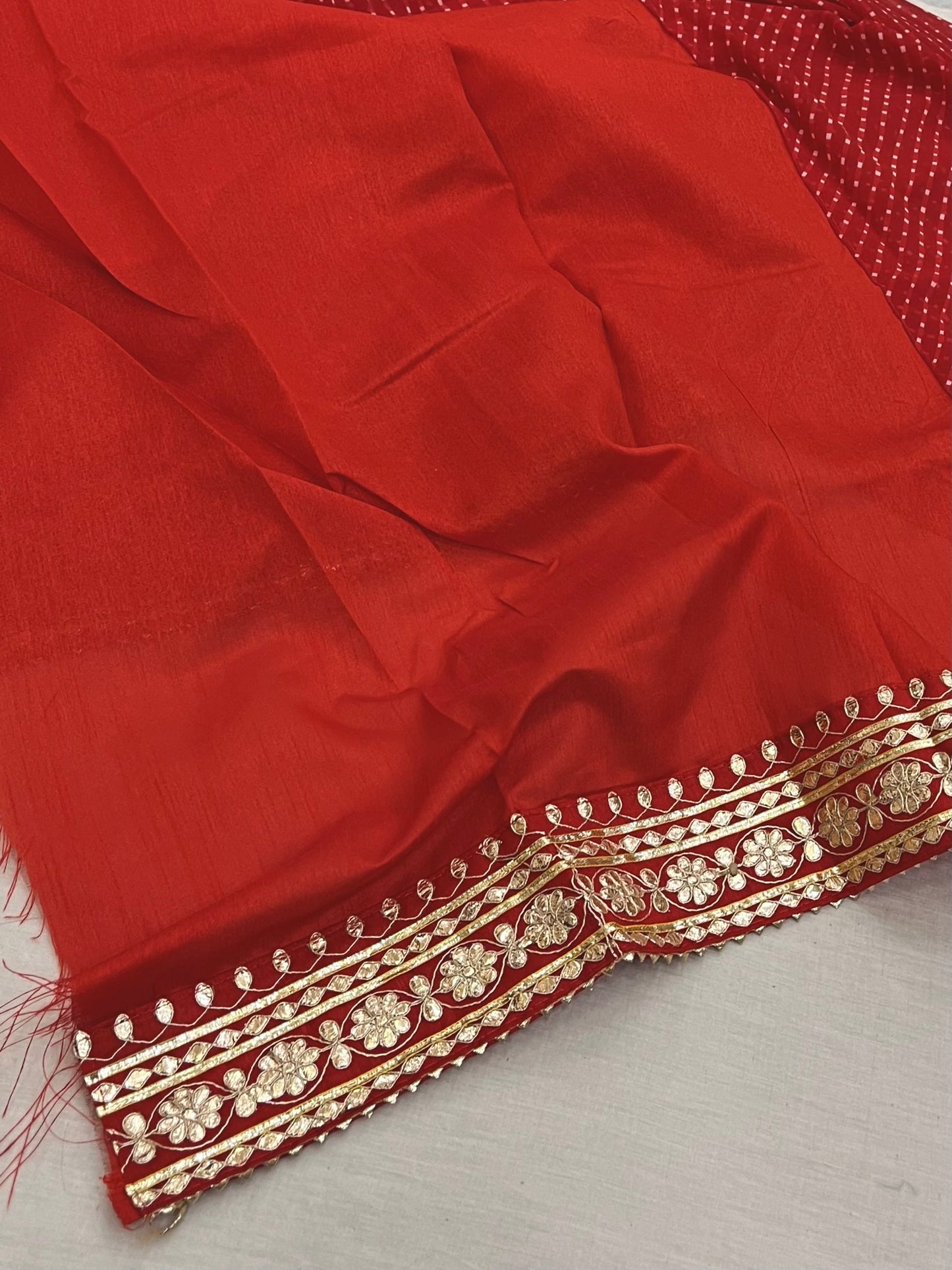 Red Mothda Gota Patti Border Saree