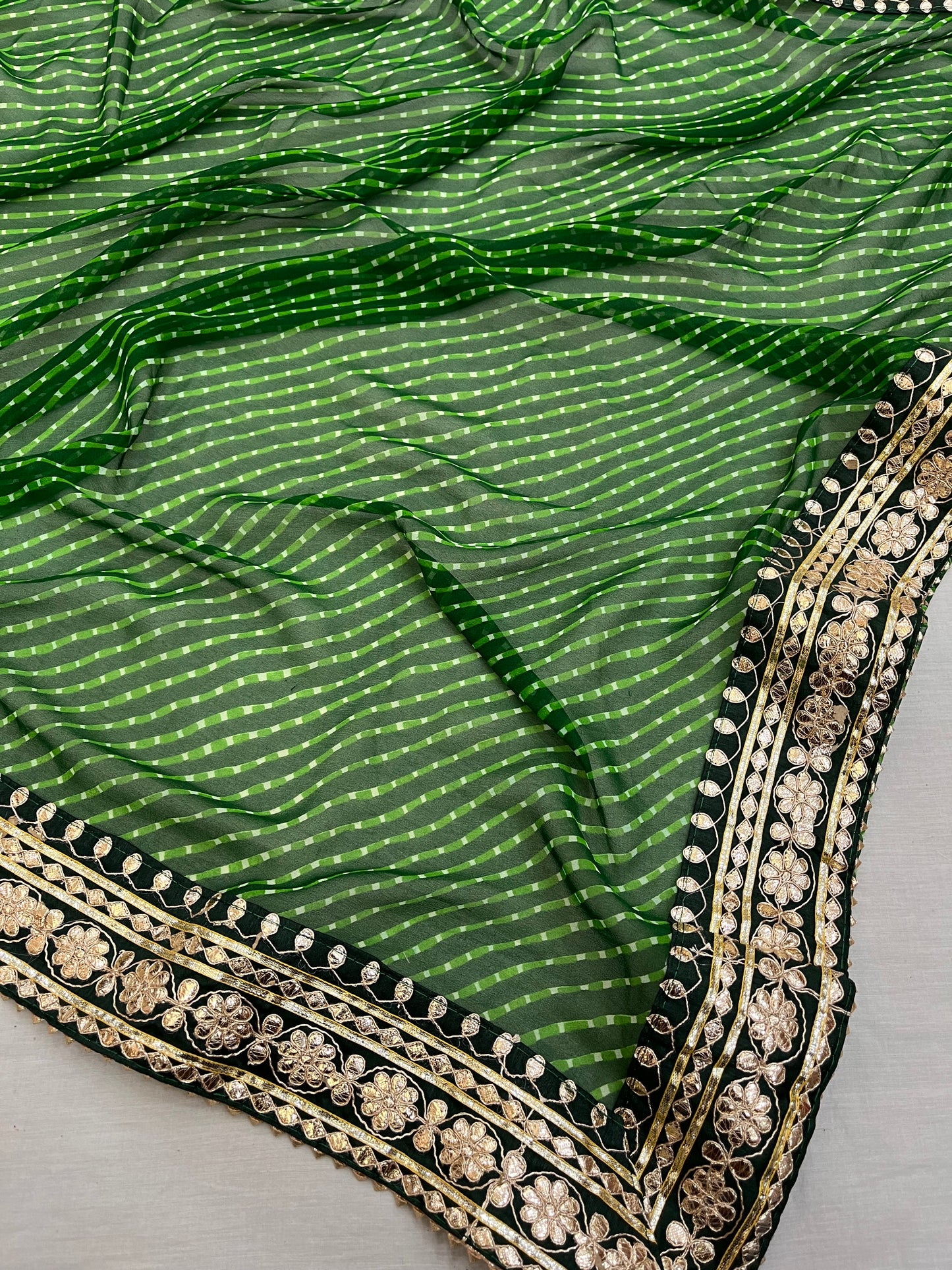 Green Mothda Gota Patti Border Saree