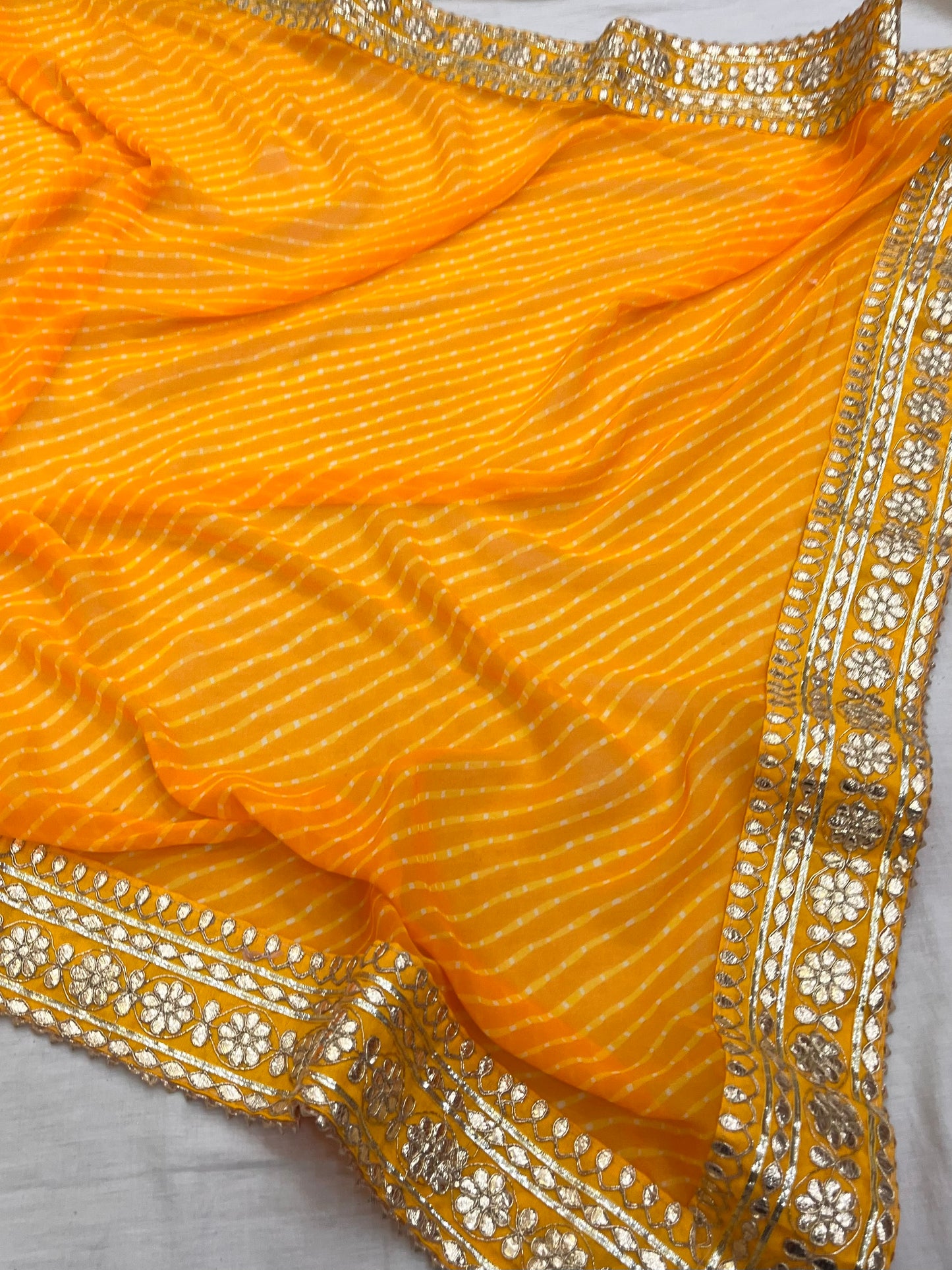 Yellow Mothda Gota Patti Border Saree