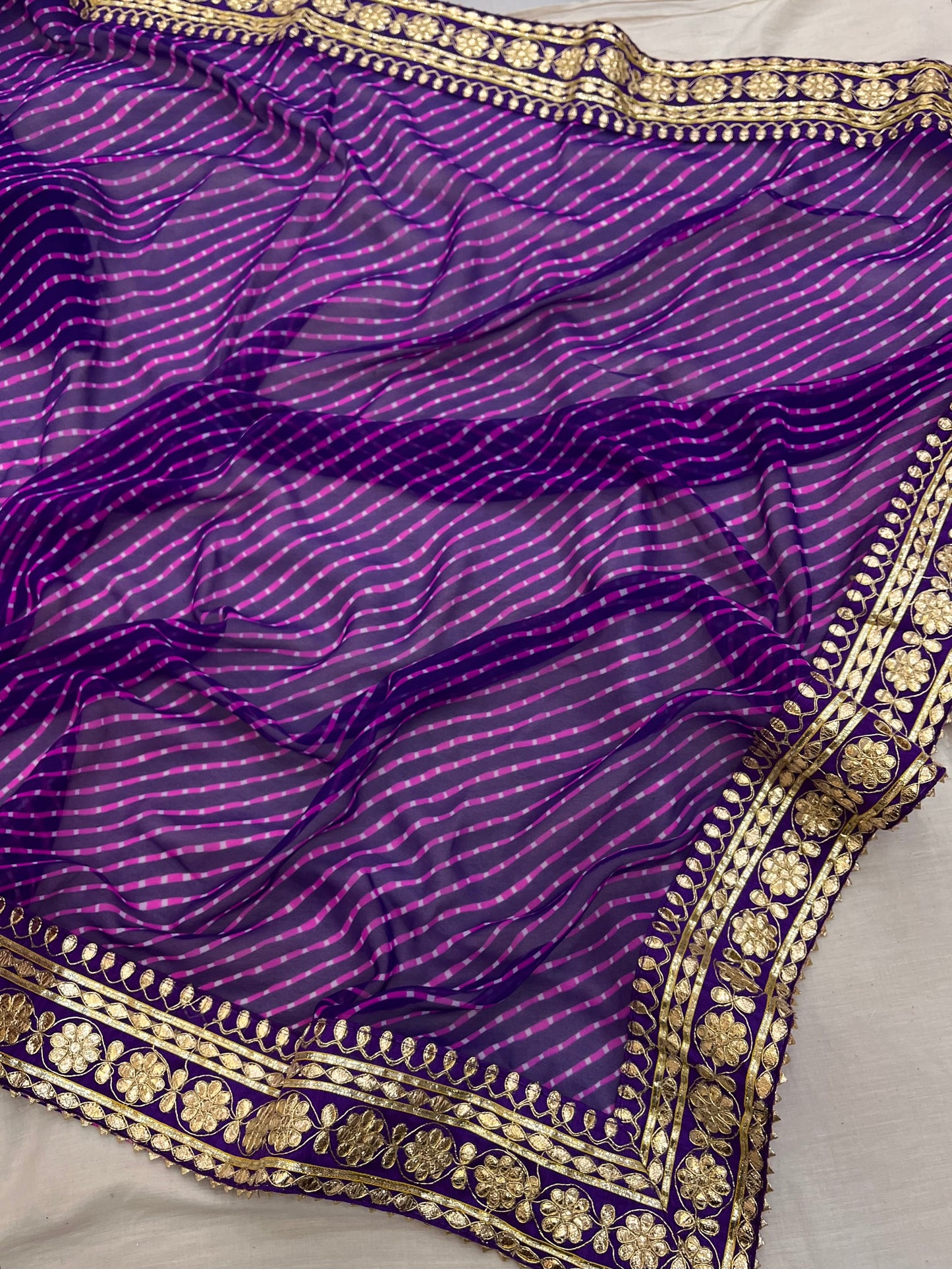 Violet Mothda Gota Patti Border Saree