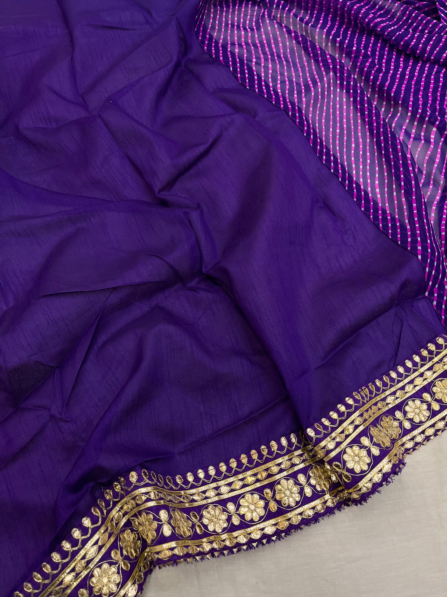 Violet Mothda Gota Patti Border Saree