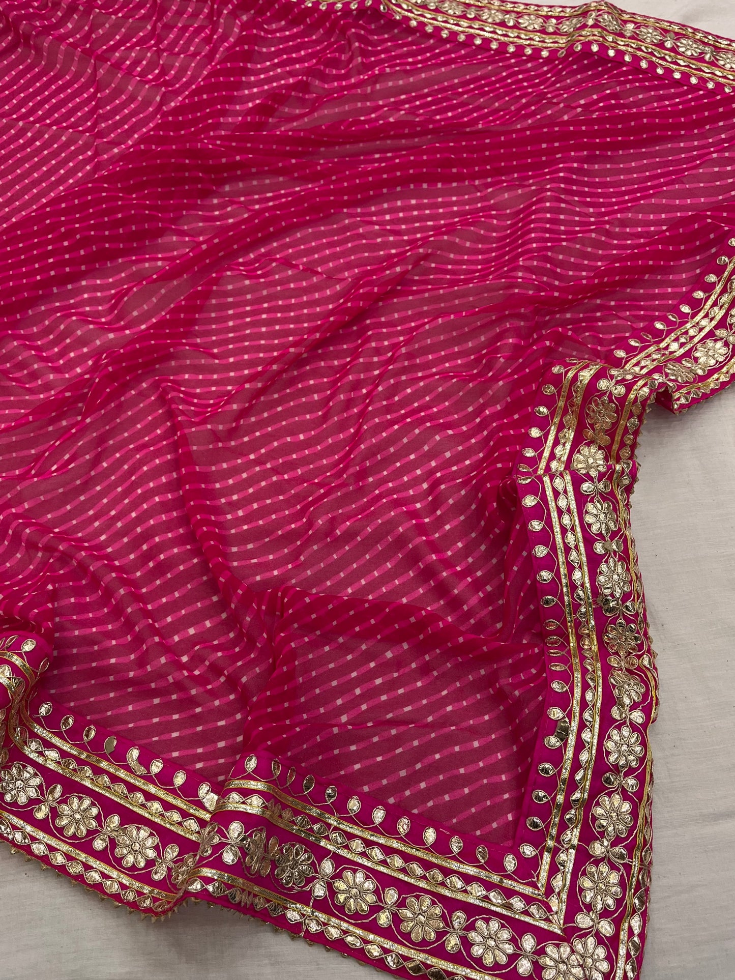 Pink Mothda Gota Patti Border Saree