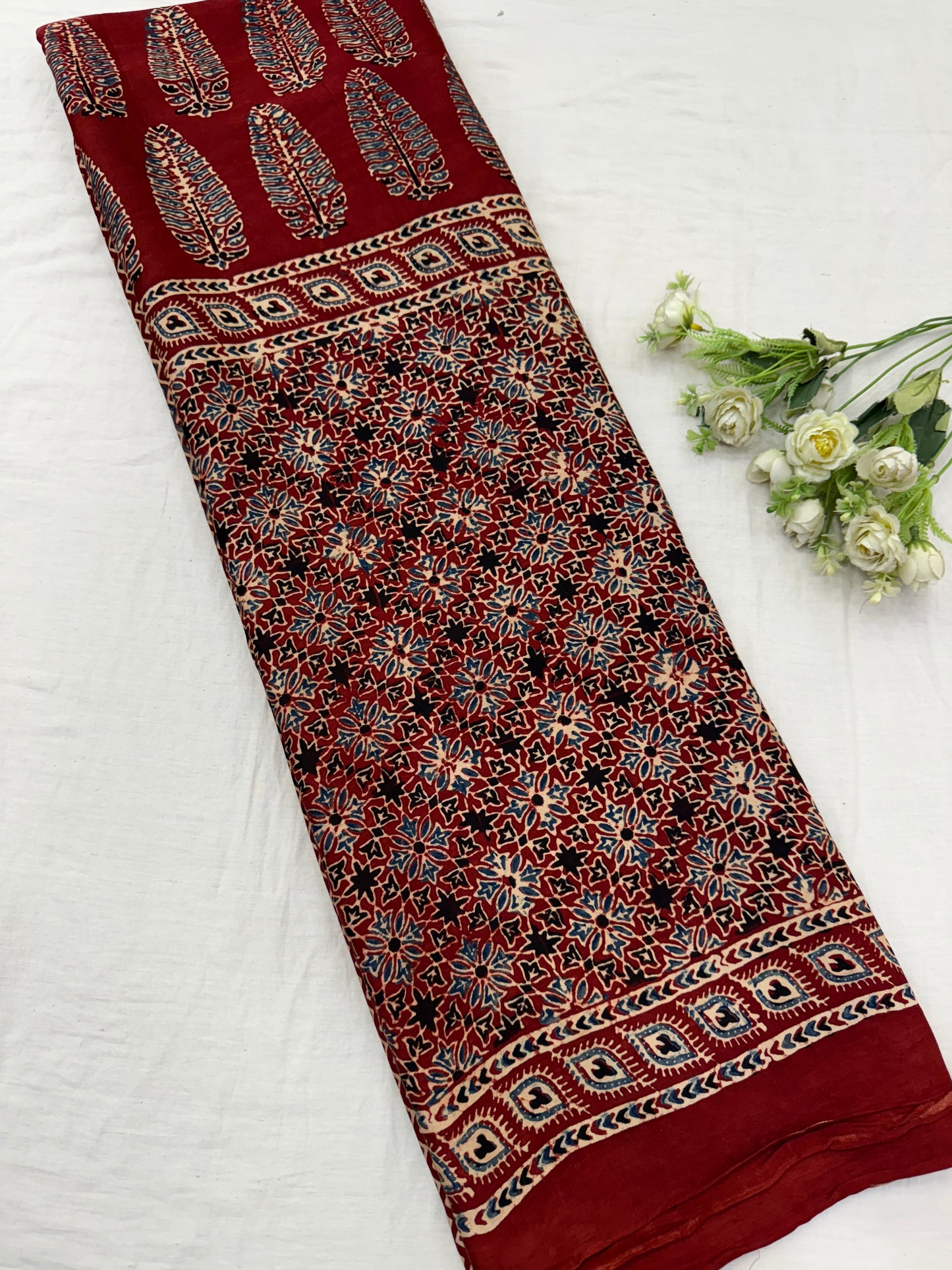 Mehru Ajrakh Modal Silk Saree