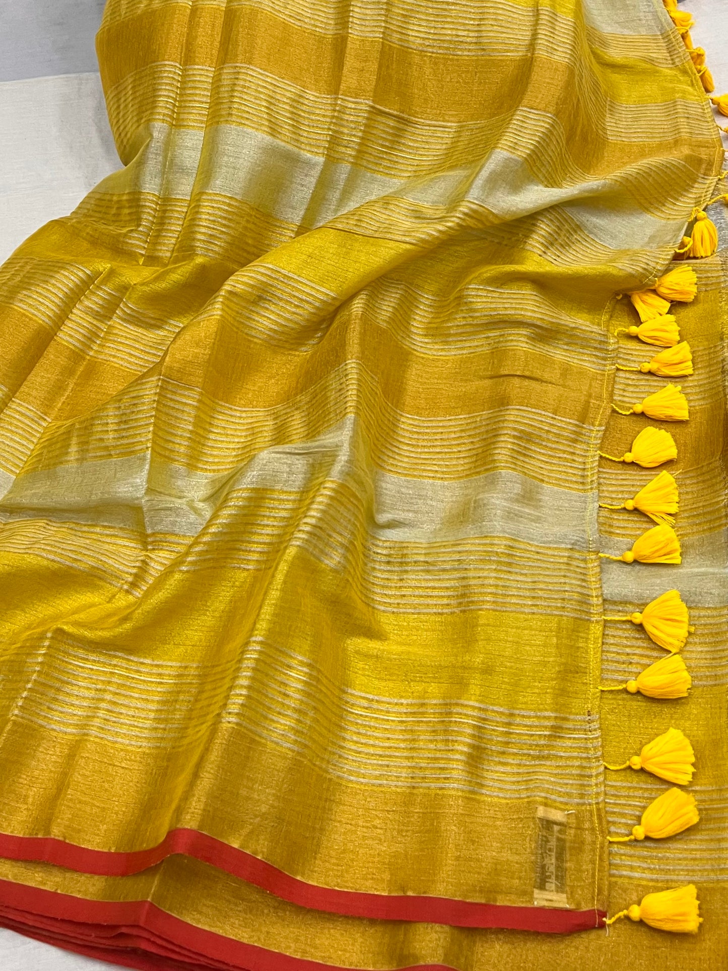 Yellow Gold Tissue Mulmul Saree