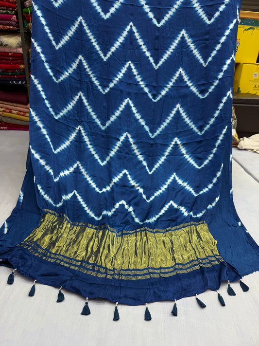 Blue Lehriya Modal Silk Saree