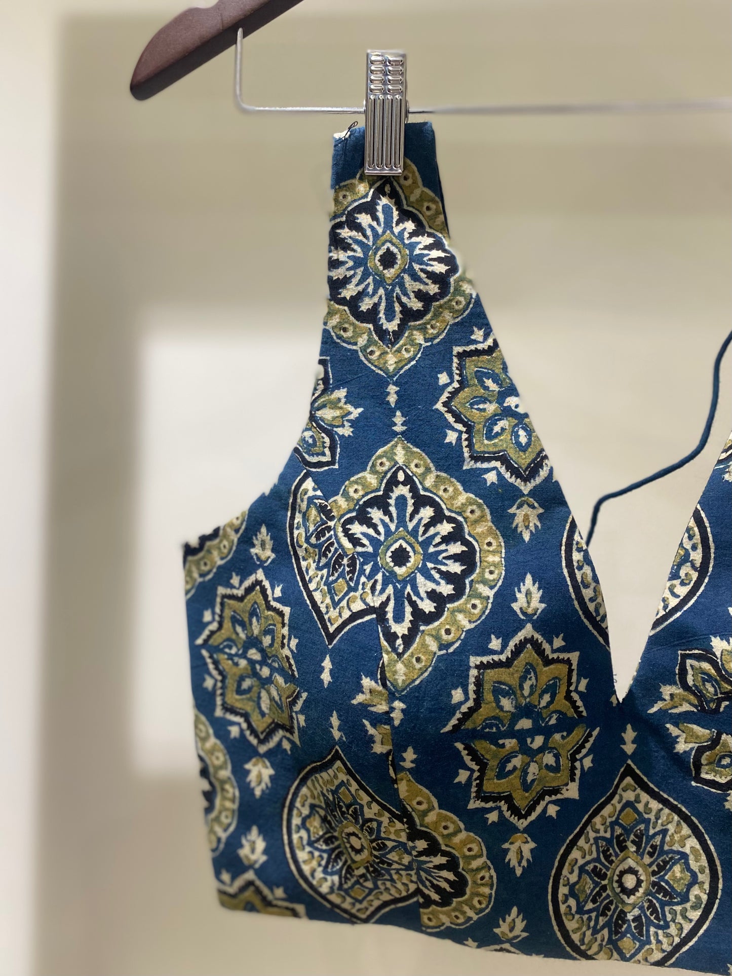 Blue Badam Ajrakh Cotton Blouse