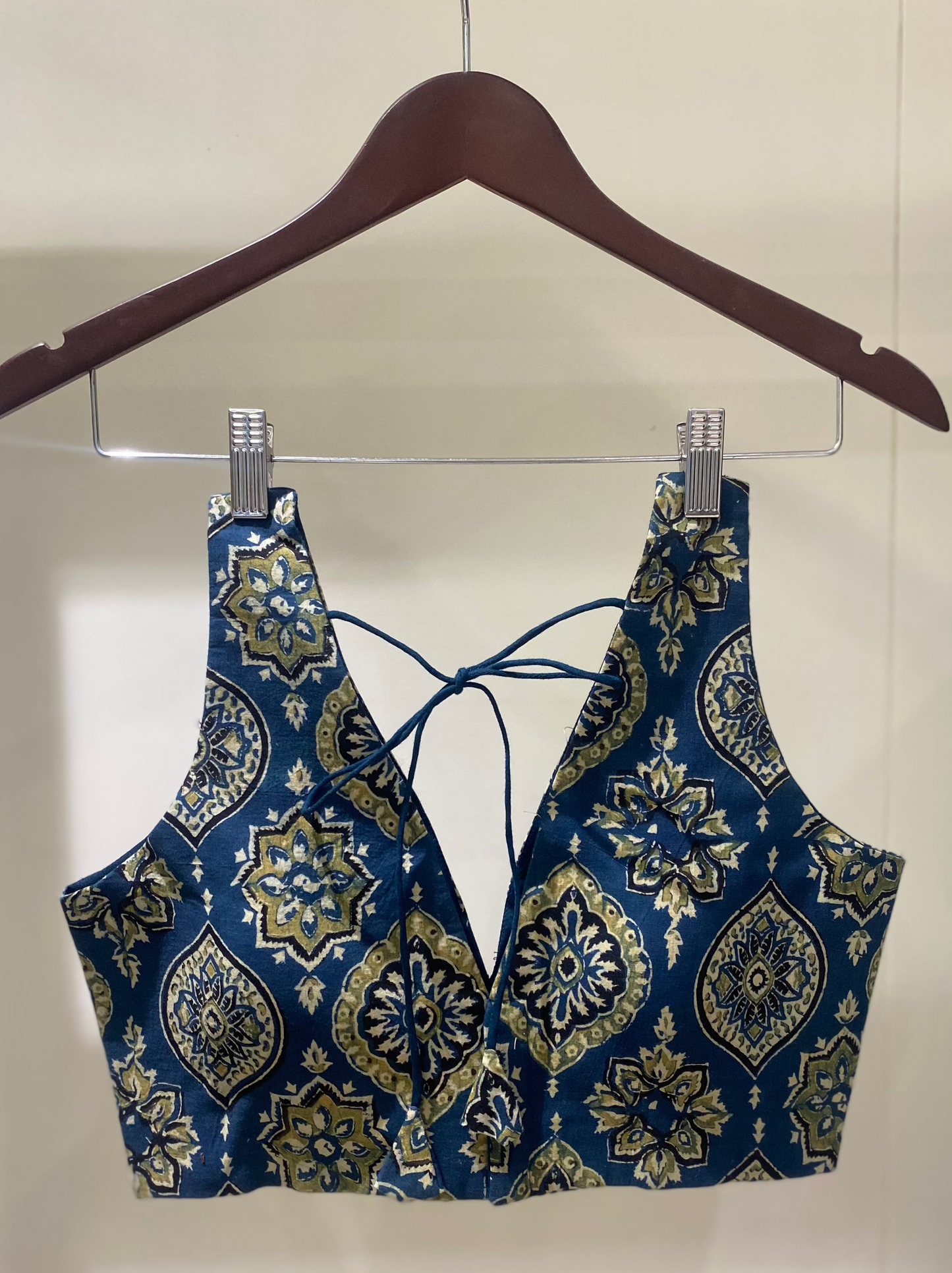 Blue Badam Ajrakh Cotton Blouse