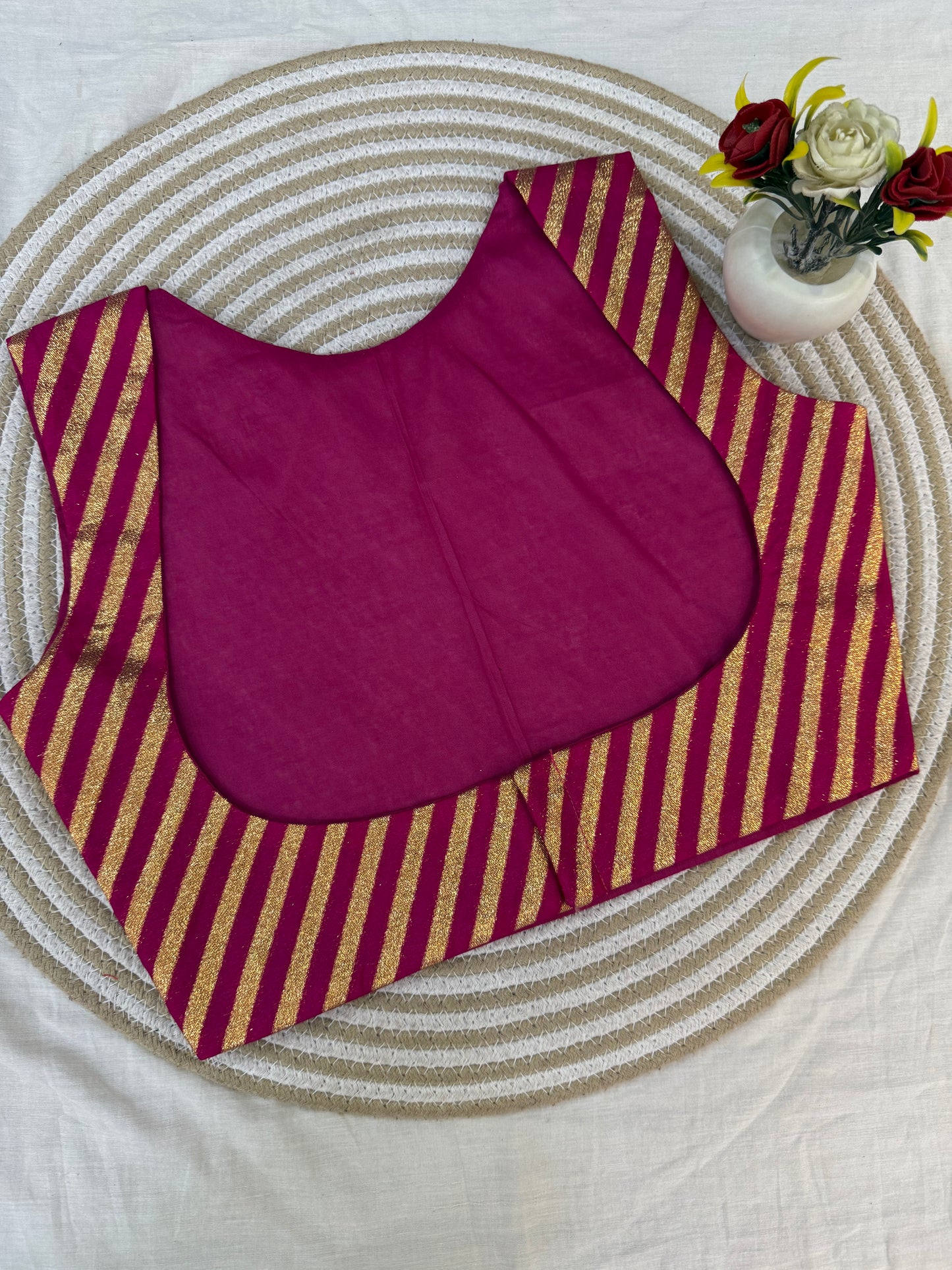 Rani Pink Banarasi Stripe Koti