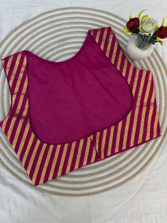 Rani Pink Banarasi Stripe Koti (Dispatch Start 13th October)