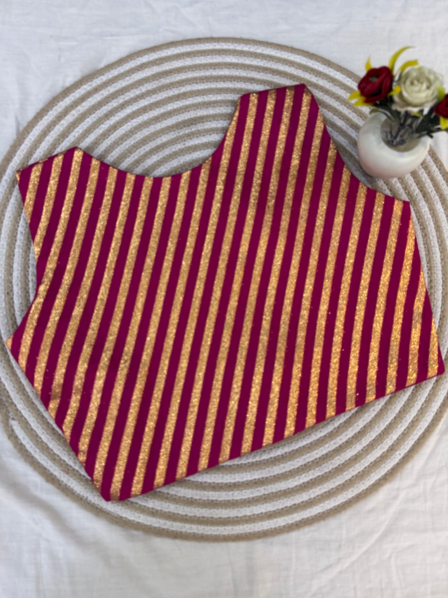 Rani Pink Banarasi Stripe Koti