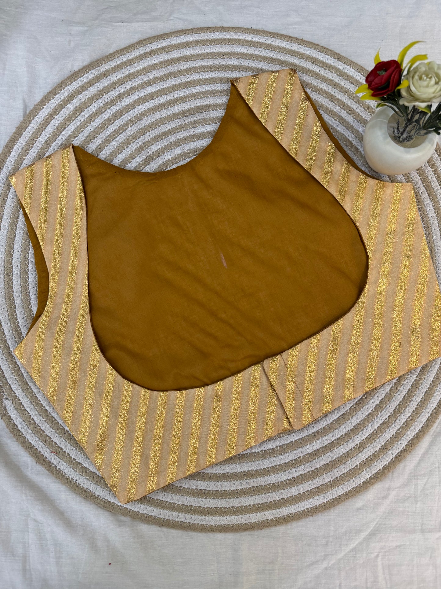 Cream Banarasi Stripe Koti