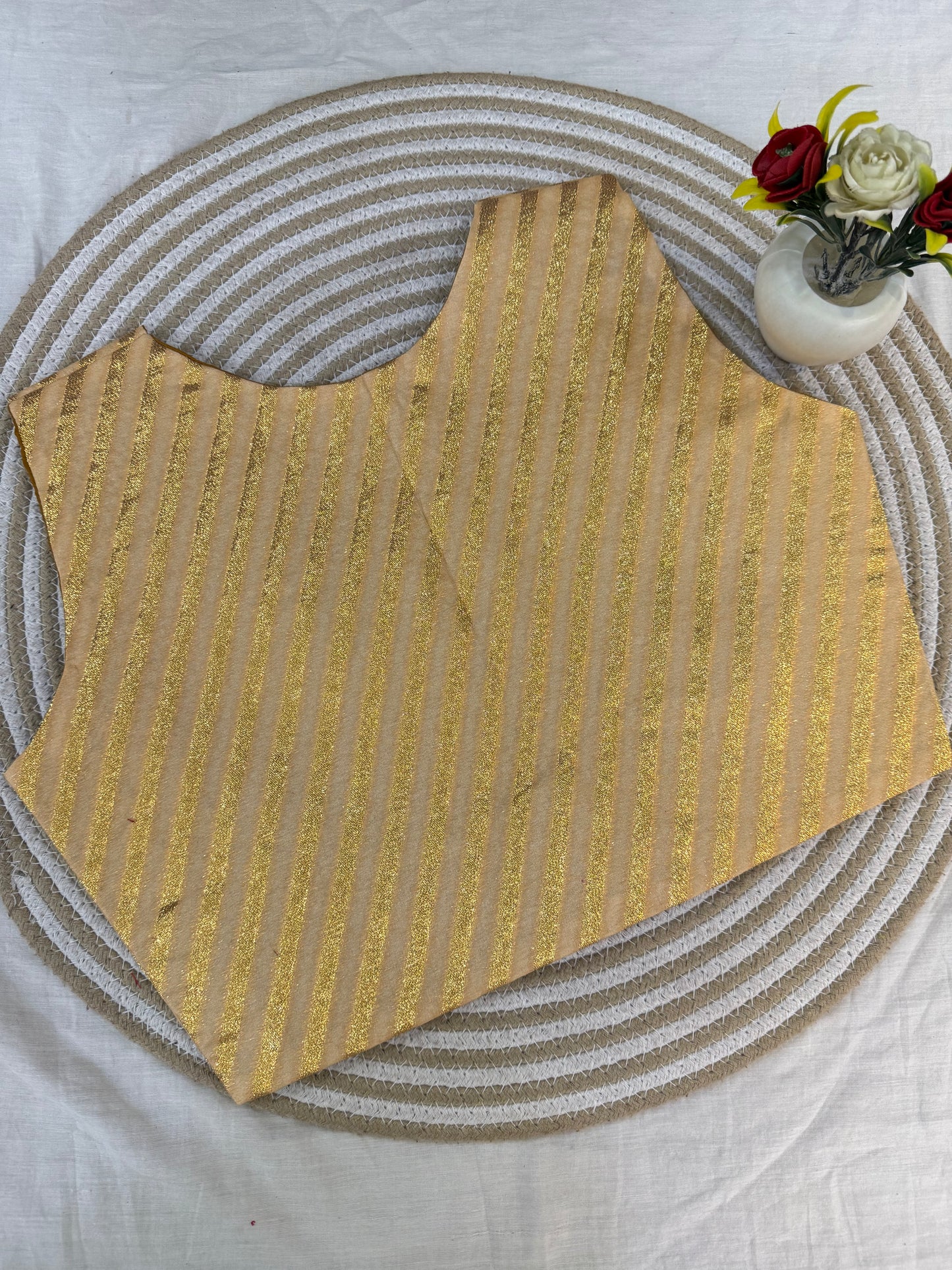 Cream Banarasi Stripe Koti