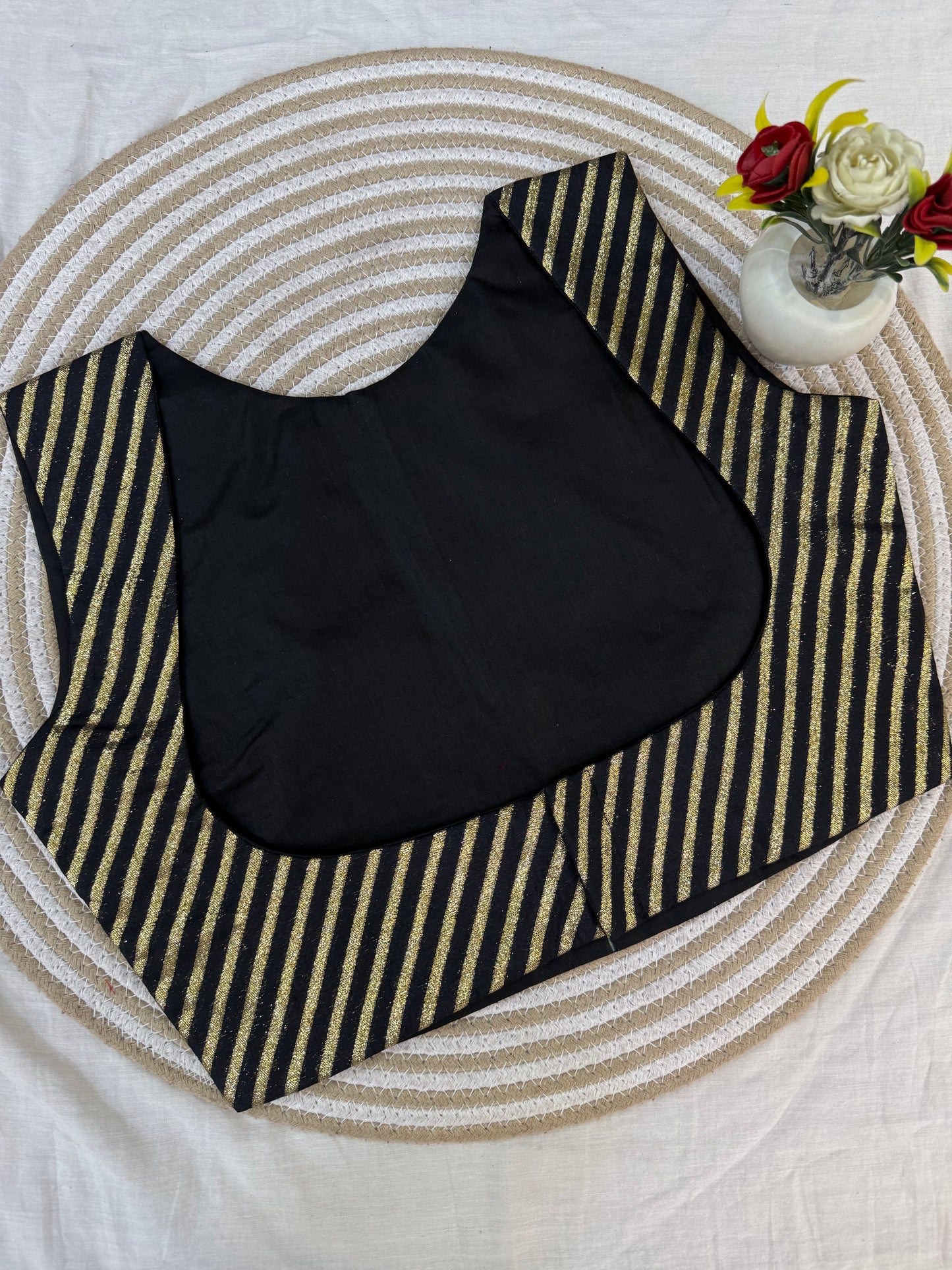 Black Banarasi Stripe Koti