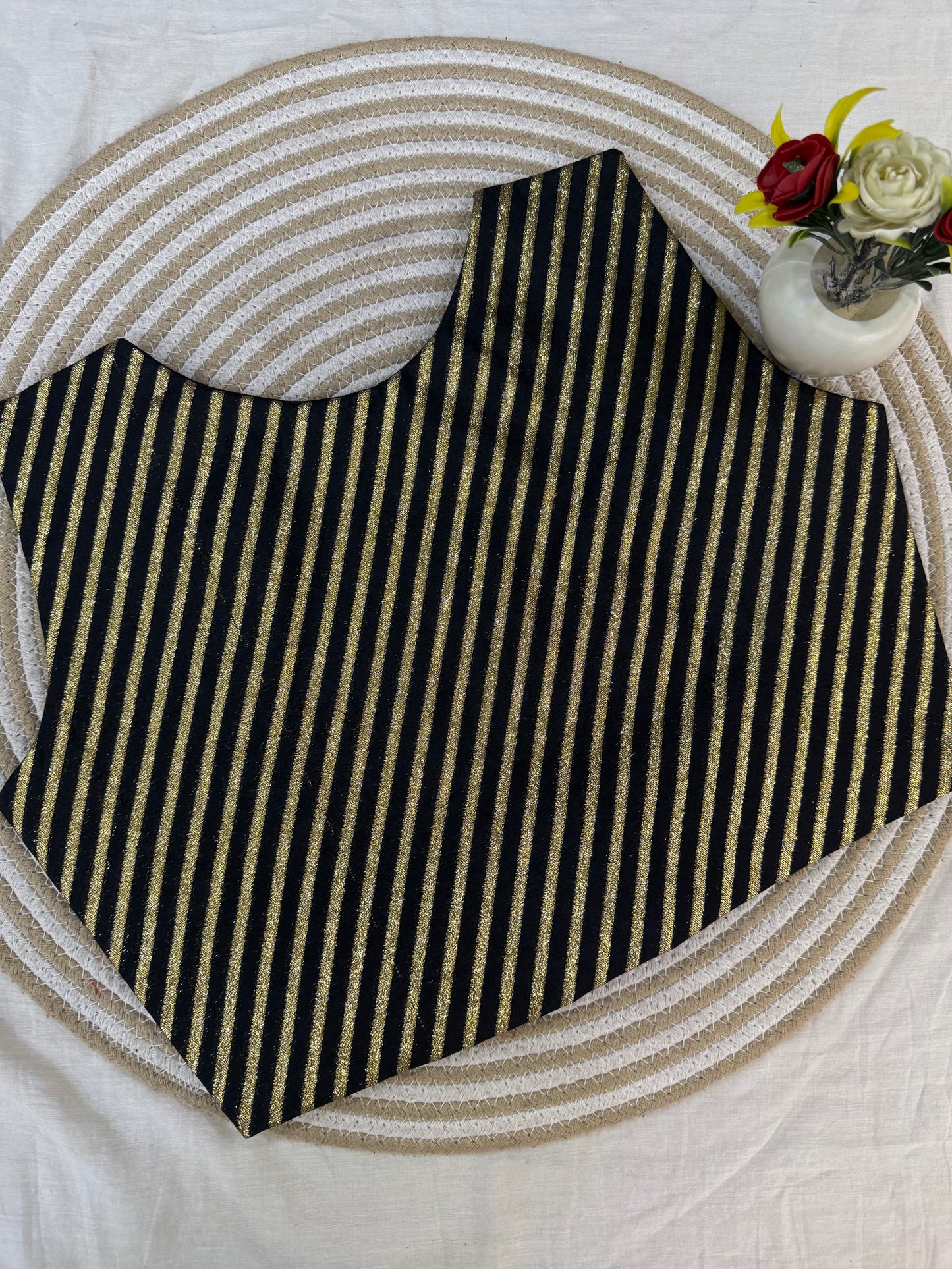 Black Banarasi Stripe Koti