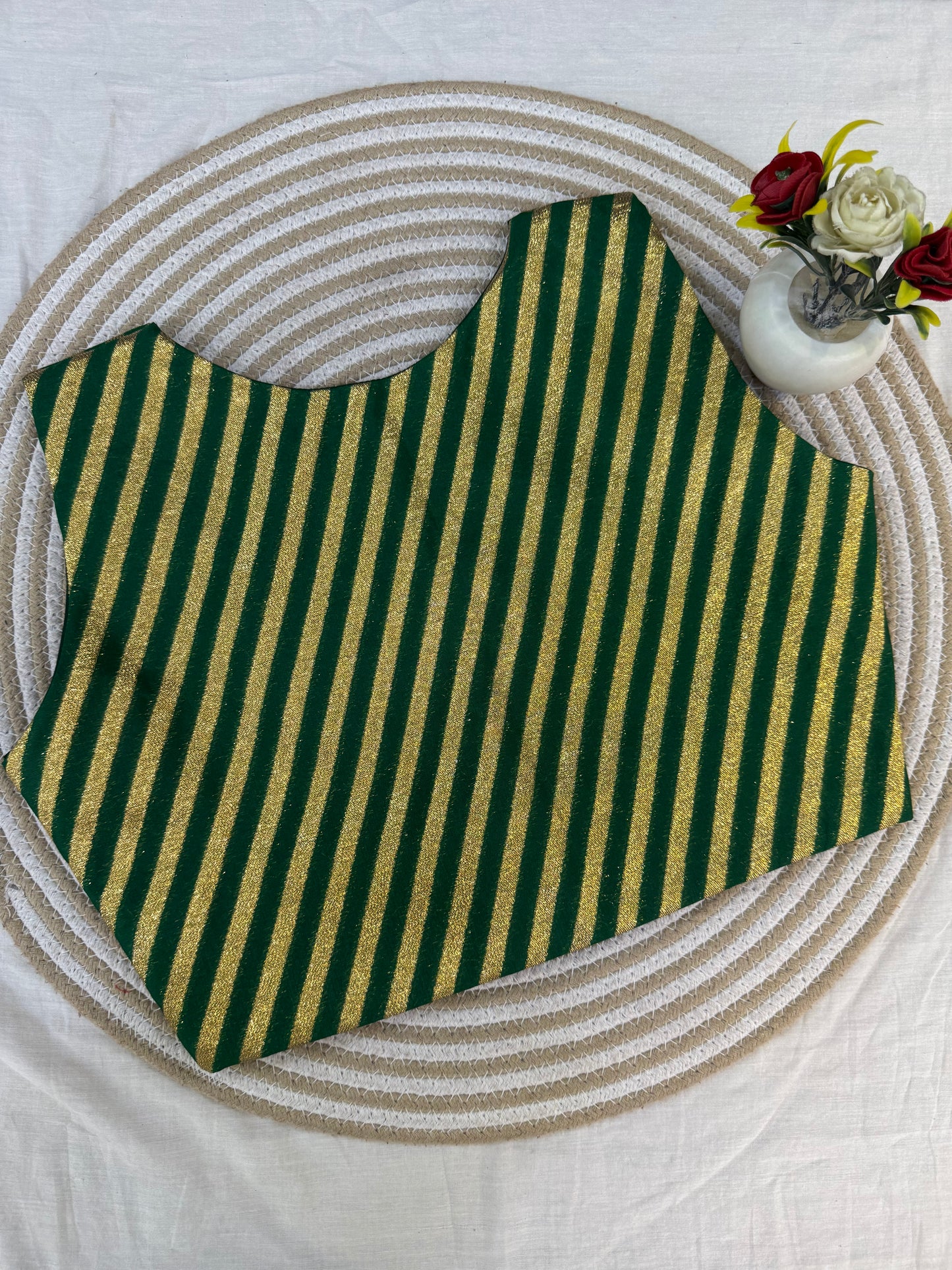 Green Banarasi Stripe Koti