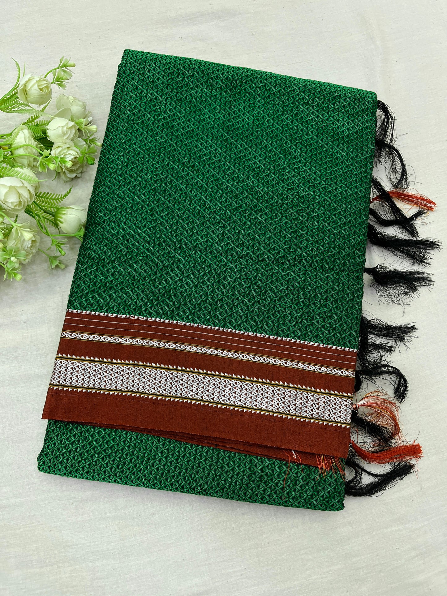 Green Silver Maroon Khun Saree