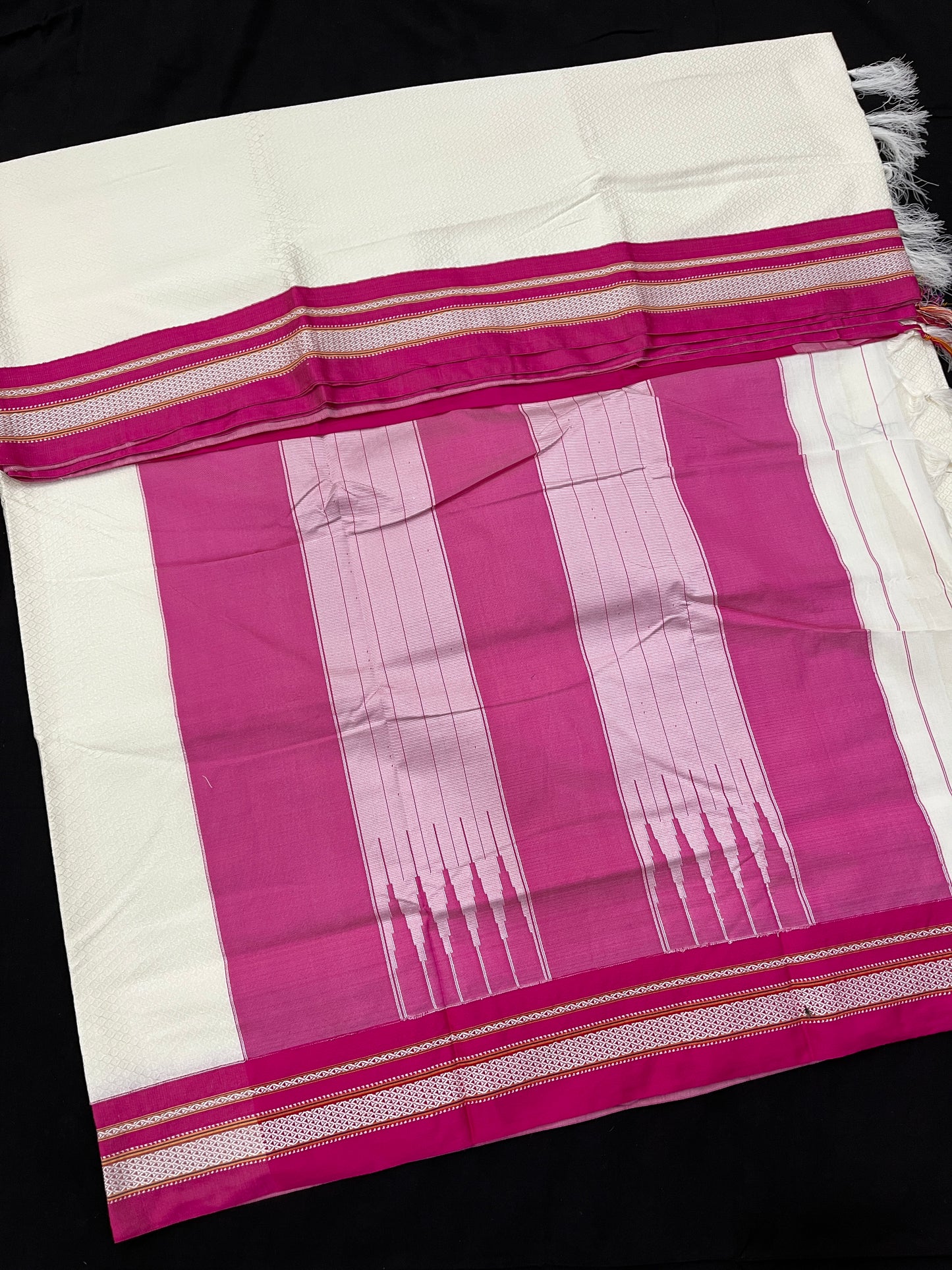 White Pink Khun Saree