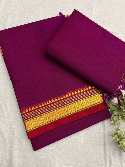 Magenta Red Rayon Cotton Ilkal Saree