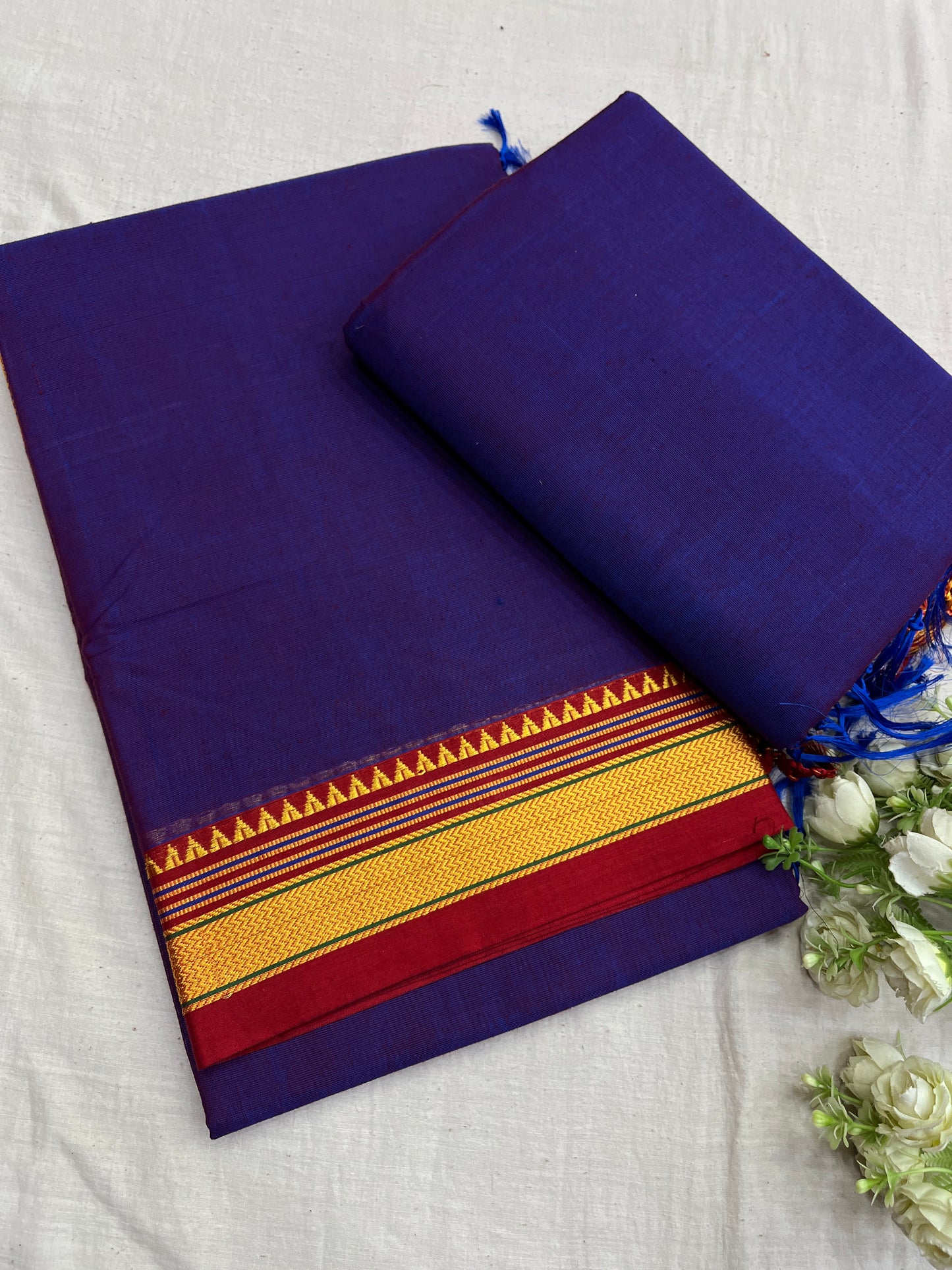 Purple Cross Red Rayon Cotton Ilkal Saree