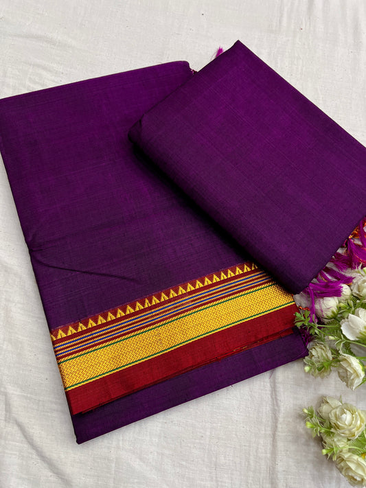 Wine Rayon Cotton Ilkal Saree