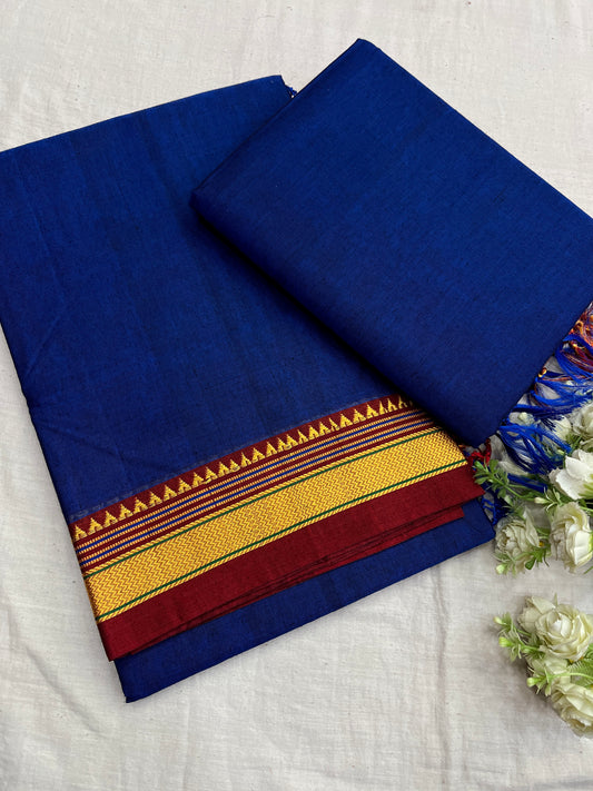 Blue Maroon Rayon Cotton Ilkal Saree