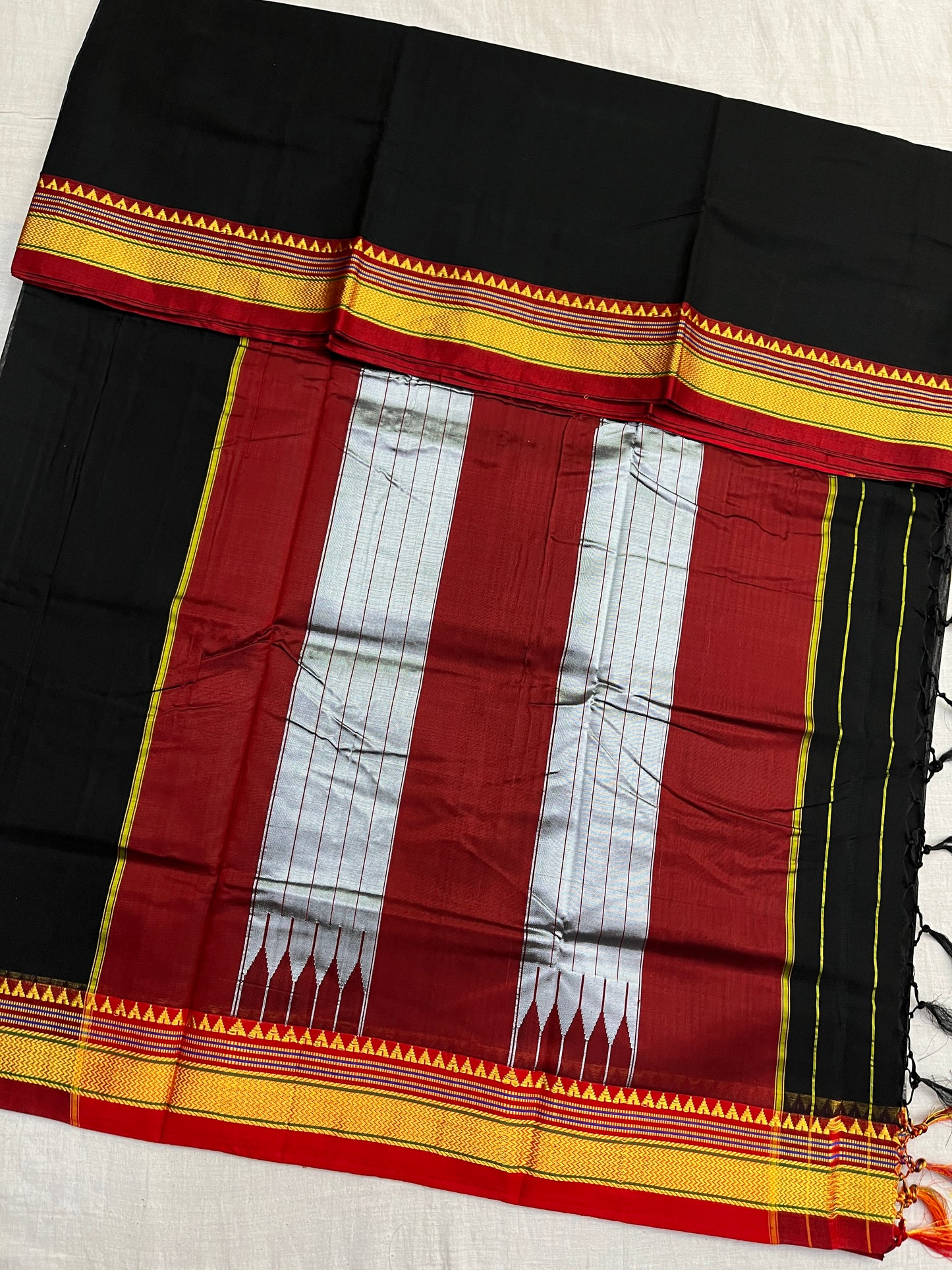 Black Maroon Rayon Cotton Ilkal Saree