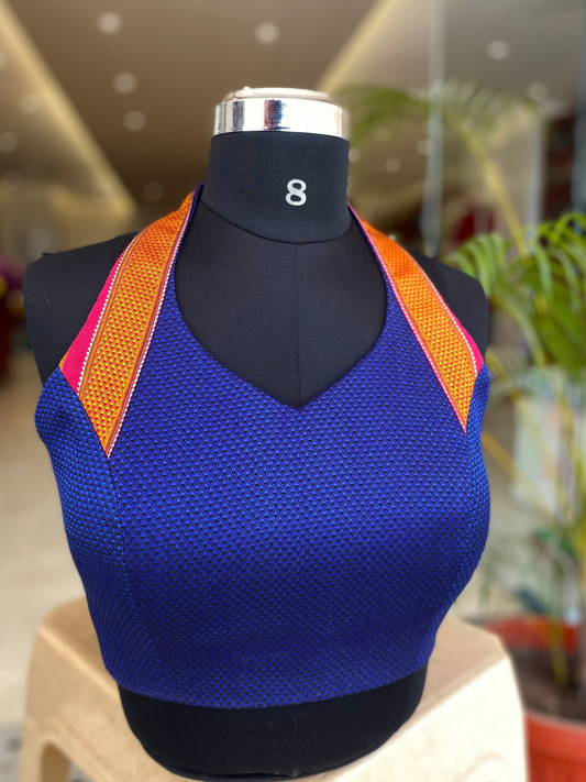 Khun Halter Neck Blue Blouse