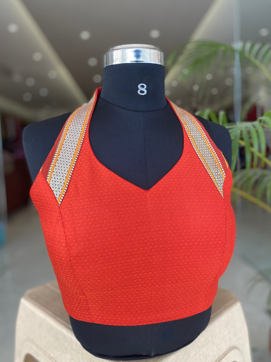 Khun Halter Neck Orange Blouse