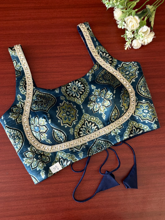Indigo Green Zankar Ajrakh Blouse
