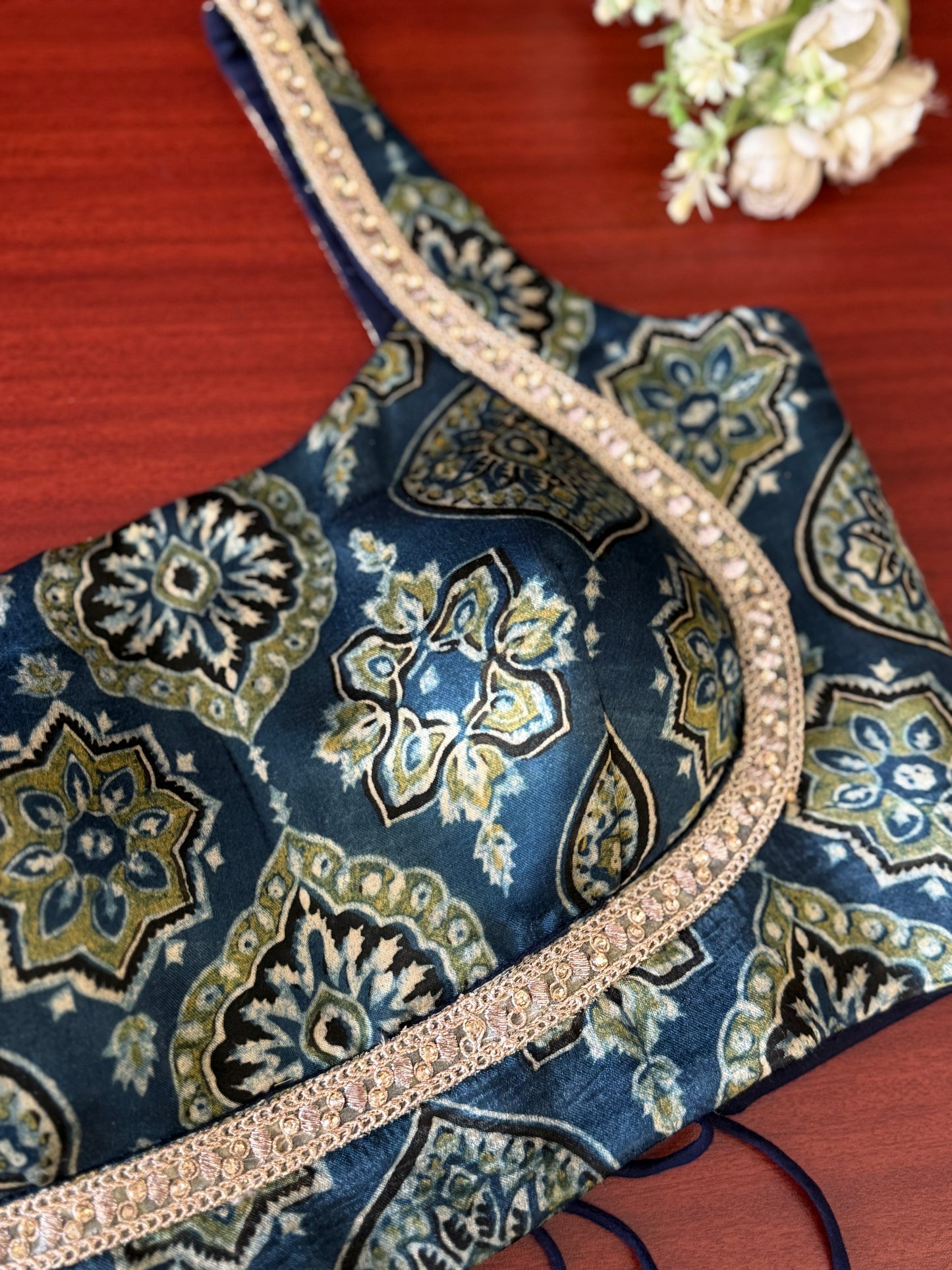 Indigo Green Zankar Ajrakh Blouse