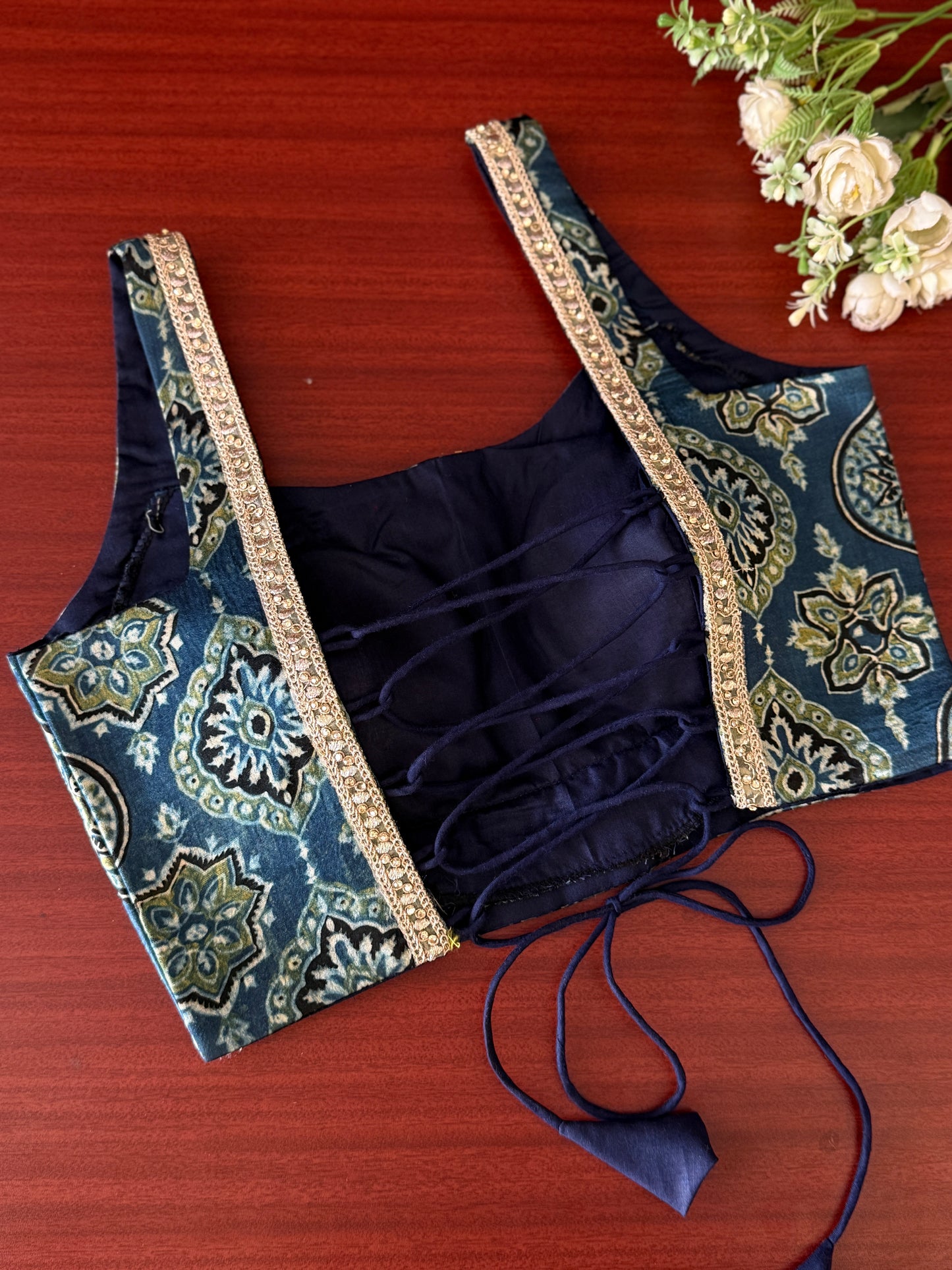 Indigo Green Zankar Ajrakh Blouse