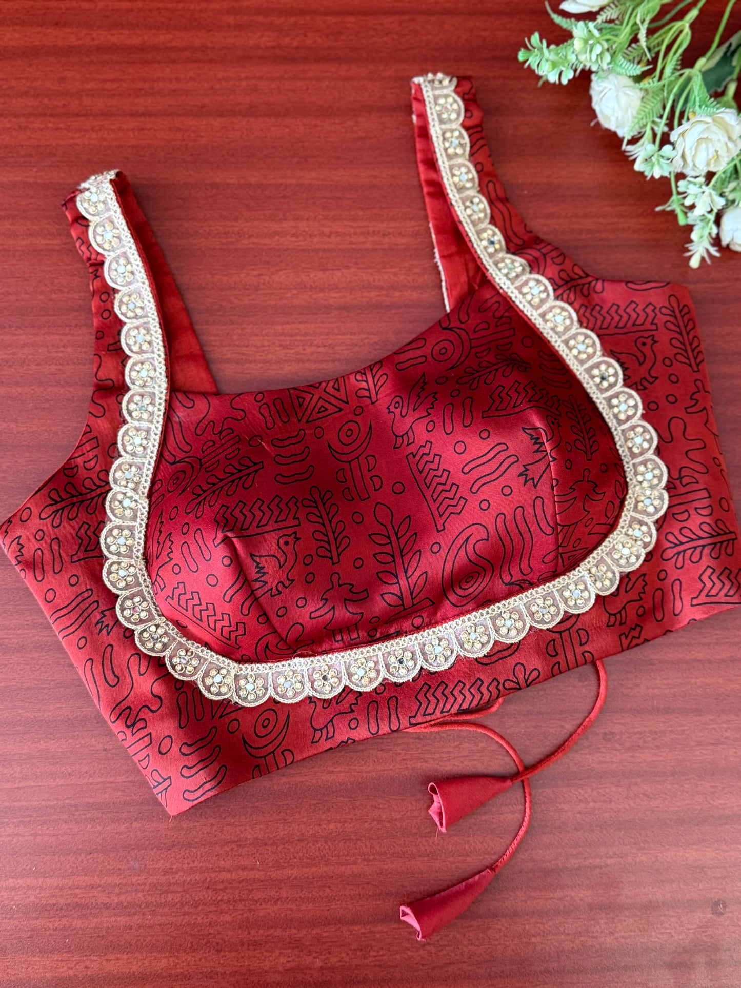 Maroon Red Zankar Ajrakh Blouse